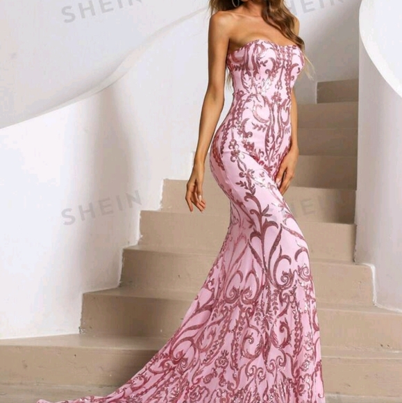 NWT Misord floor length pink sequins dress - Picture 3 of 4